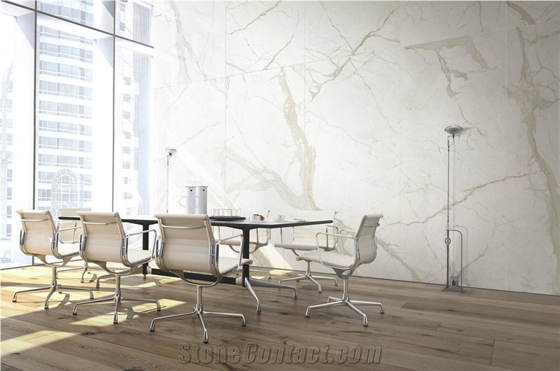 New White Calacatta Marble Look Sintered Stone Slab